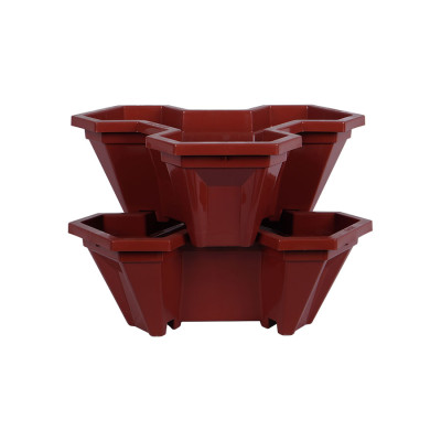 COMBO 2 THÁP TRỒNG RAU HỮU CƠ (7 chậu màu nâu + 7 chậu màu trắng)- Độ bền cao-Tiện dụng - Tiết kiệm không gian