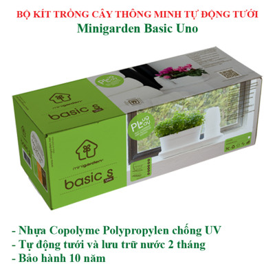 Chậu Trồng Rau Sạch Tự Dưỡng và Tự động tưới Basic UNO nhập khẩu Bồ Đào Nha dùng trồng rau và cây để bàn trong nhà hàng, khách sạn hay hộ gia đình