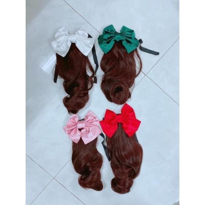 tóc cột xoăn đính nơ ngắn cho bé và người lớn cao cấp