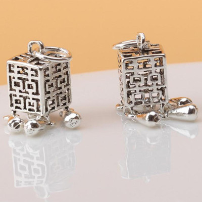Combo 2 cái charm bạc thái hình lồng đèn vuông treo - Ngọc Quý Gemstones