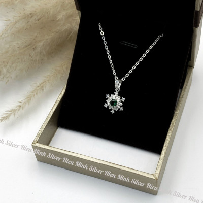 Dây Chuyền Bạc 925 Bông Tuyết Đính Đá Nhân Tạo Cao Cấp Bạc Hiểu Minh DMD535