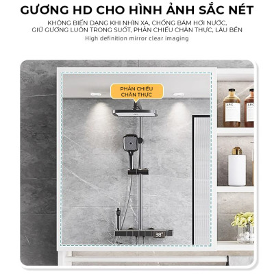 Tủ gương treo tường phòng tắm kèm kệ để đồ nhiều kích thước tiết kiệm không gian - GM207