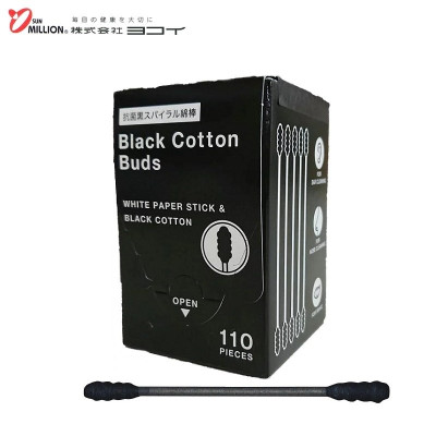 Hộp 110 tăm bông kháng khuẩn Sanritsu, 100% bông gòn tự nhiên mềm mại không gây đau rát khi sử dụng - nội địa Nhật Bản 