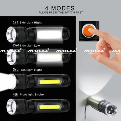 Đèn pin siêu sáng cầm tay bóng LED LD-T6 thân nhôm có zoom quang học đế hít nam châm, 800 lumens, tối đa 10h sử dụng - Mai Lee