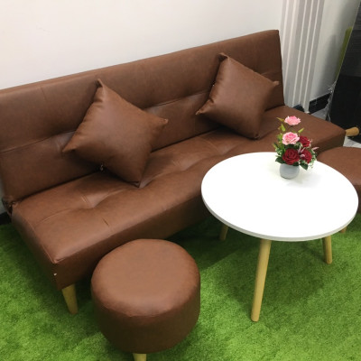 Bộ ghế sofa bed, sofa giường màu nâu cả bộ SB16