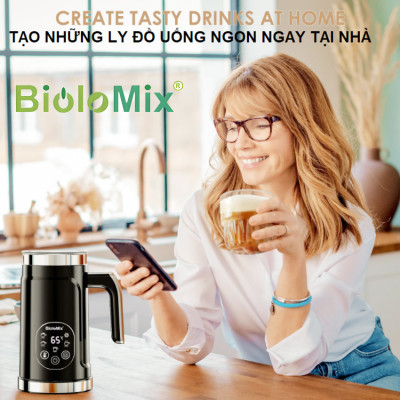 Máy tạo bọt sữa, cà phê, ca cao New Digital 5 trong 1 chuyên nghiệp thương hiệu Mỹ Biolomix BMF102E - Hàng nhập khẩu