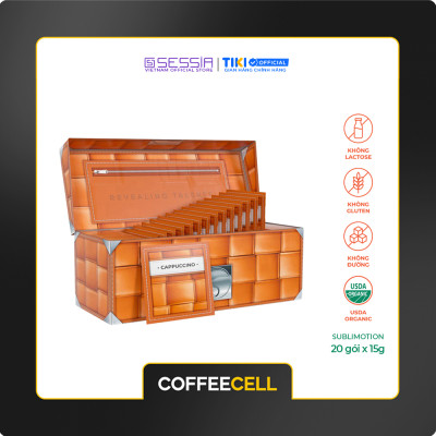 [MUA 1 TẶNG 5] Cà Phê Cappuccino Vị Hạt Phỉ Với Nhân Sâm Trắng Thượng Hạng COFFEECELL (20 gói x 15g) - Mùi thơm nhẹ nhàng, Vị cà phê đậm đà, Bọt sữa bồng bềnh - Hàng Chính Hãng