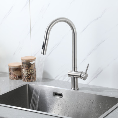 Vòi bếp nóng lạnh inox SUS 304 dây rút Frap F60807 - Chính Hãng Liên Bang Nga