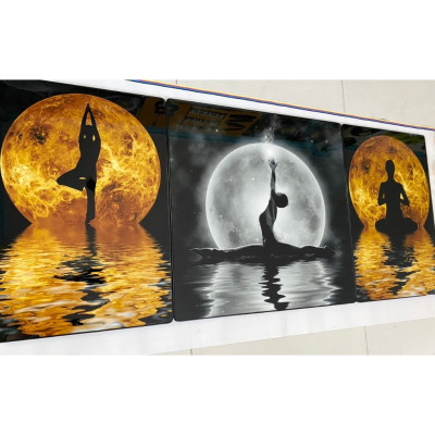 (CÓ ẢNH THẬT)Tranh treo tường tráng gương trang trí decor lớp học yoga 11 kèm đinh treo