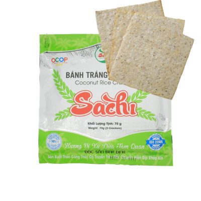 Thùng 50 Gói Loại 70Gram, Bánh Tráng Nước Cốt Dừa Cao Cấp Nướng Sẵn Sachi