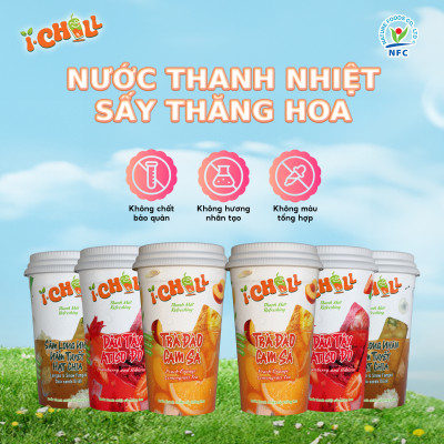 [COMBO 6 LY] iChill Dâu Tây Atiso Đỏ + Trà Đào Cam Sả + Sâm Long Nhãn Nấm Tuyết Nước Thanh Nhiệt Sấy Thăng Hoa Từ Trái Cây Tự Nhiên