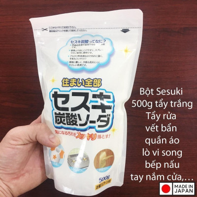 Combo 2 túi bột baking soda Sesuki 500g (tẩy trắng) Rocket nội địa Nhật Bản