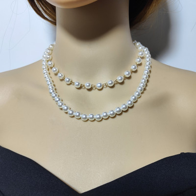 Dây chuyền vòng cổ mix ngọc trai 2 tầng sang trọng quyến rũ không hề bị dừ