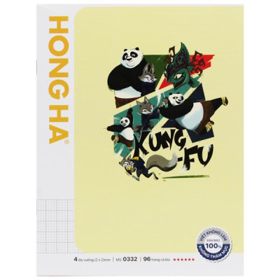 Lốc 5 Tập Học Sinh Class KungFu Panda 4 - 4 Ô Ly Vuông - 96 Trang 100gsm - Hồng Hà 0332 (Mẫu Bìa Giao Ngẫu Nhiên) - Tặng Kèm 1 Cuốn Cùng Loại