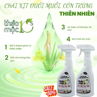 Diệt Côn Trùng Gián, Kiến, Kiến Ba Khoang, Muỗi, Ruồi, Mọt 100% Sinh Học Thảo Mộc Hương Sả Chanh Chai Xịt 500ml An Toàn Cho Sức Khỏe Em Bé Và Người Già