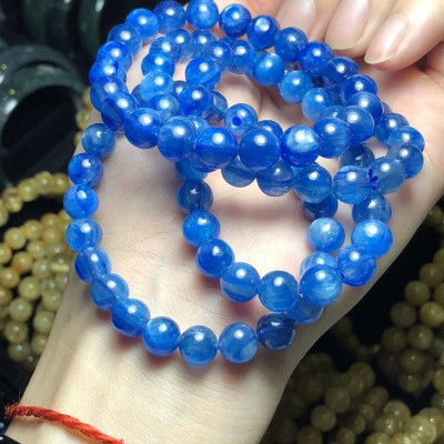 Vòng Tay Đá Kyanite 8-9ly màu xanh dương, hợp mệnh Thuỷ và mệnh Mộc - Bình an, may mắn
