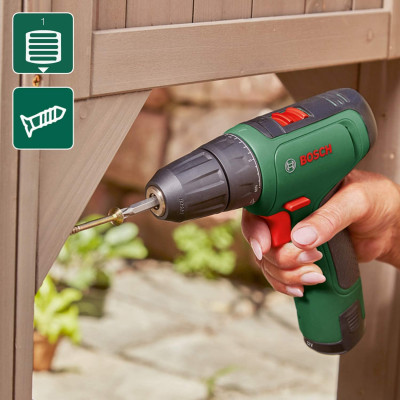 Máy khoan không dây Bosch EasyDrill 1200 (pin 2.0 Ah, Hệ thống 12 Volt, bộ mũi khoan và vặn vít) Hàng Chính Hãng