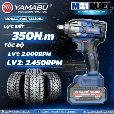 MÁY SIẾT ỐC ĐỘNG LỰC PIN 21V 330N YMS-M330BL YAMASU ( 2PIN+1 SẠC) - HÀNG CHÍNH HÃNG