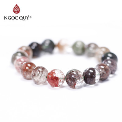 Vòng tay trơn đá thạch anh ưu linh đa sắc size hạt 11mm - Ngọc Quý Gemstones