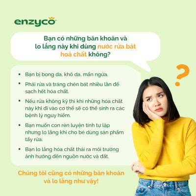 Combo 2 nước rửa chén bát sinh học ENZYCO 465ml - Chiết xuất Bồ hòn và Enzyme Dứa