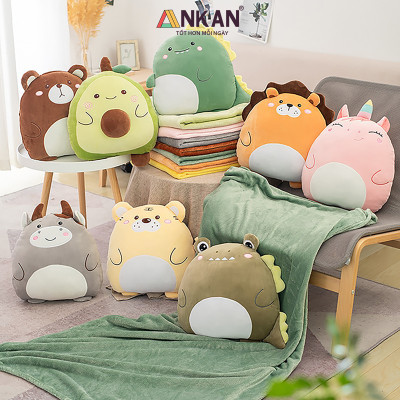 Chăn Gối Văn Phòng 3 Trong 1 Kiểu Bò Siêu Dễ Thương Dùng Để Ngủ Tại Văn Phòng Trên Sofa Màu Sắc Nhã Nhặn Vải Nỉ Siêu Mềm Mịn