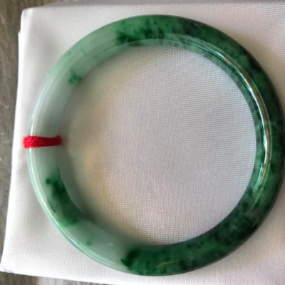 VÒNG KHỐI CẨM THẠCH TỰ NHIÊN  MÀU XANH SƠN THUỶ LÝ 50MM x dầy 7,2mm  VÒNG TAY NỮ BÓNG ĐẸP  48KG - 57KG ĐEO 