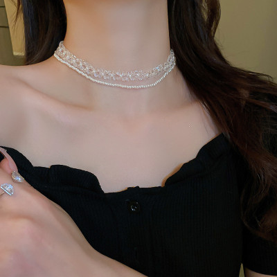 Dây chuyền vòng cổ hạt cườm trong suốt lấp lánh blink blink phong cách Hàn Quốc sang chảnh ấn tượng phong cách hot girl