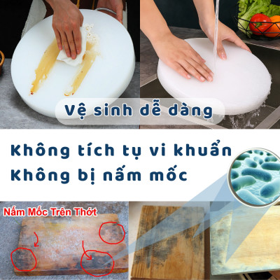 Thớt Nhựa 40x5cm Có Quai Xách, Nhựa PE Nguyên Khối Kháng Khuẩn Cắt Thịt Rau Củ Cho Gia Đình Nhà Hàng