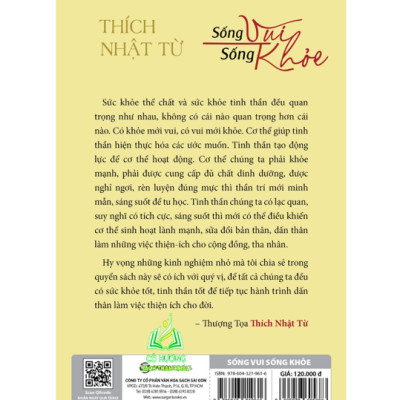Sách - Sống Vui Sống Khỏe - Thích Nhật Từ SGB