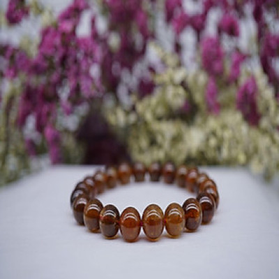 Vòng tay đá Thạch Anh Tóc Đỏ Nâu VIP cao cấp, Vòng tay đá Thạch Anh thiên nhiên Tóc Đỏ Nâu 10ly