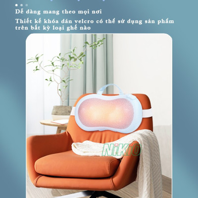 Gối Massage Hồng Ngoại, Mát Xa Cổ Vai Gáy Nikio NK-135DC - Xoa Bóp Chuyên Sâu, Hỗ Trợ Cải Thiện Đau Mỏi Nhanh, Pin Sạc Tiện Lợi