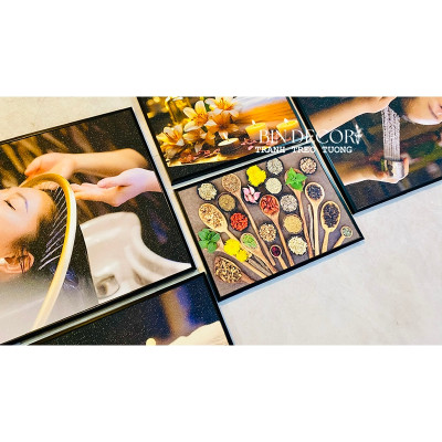 (ẢNH THẬT) Tranh treo tường spa gội đầu dưỡng sinh 6 trang trí decor tiệm kèm đinh
