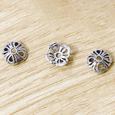 Combo 6 cái charm bạc chụp hạt, bọc hạt họa tiết hoa văn - Ngọc Quý Gemstones