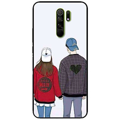 Ốp lưng dành cho Xiaomi Redmi 9 mẫu Cặp Đôi Mũ Trắng Xanh