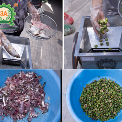 Máy cắt, thái cá 3A 2,2kw (dao tròn) khung inox, Máy cắt cá đa năng cho chăn nuôi, thủy hải sản