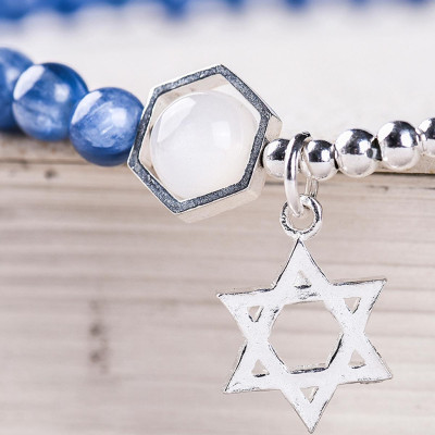 Vòng 2 line đá Kyanite charm ngôi sao bạc mệnh thủy, mộc - Ngọc Quý Gemstones