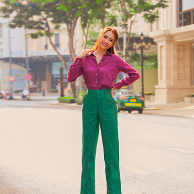 Quần Ống Suông Linen Gerbera PAN047 Thời trang thiết kế Hity