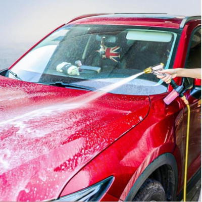 Bộ dây vòi xịt nước rửa xe, tưới cây . tăng áp 3 lần, loại 20m 206236 đầu đồng, đai, nối vòi vàng