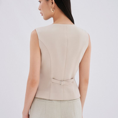 Áo gile cổ tim Maddy thiết kế cao cấp WHITE CHIC