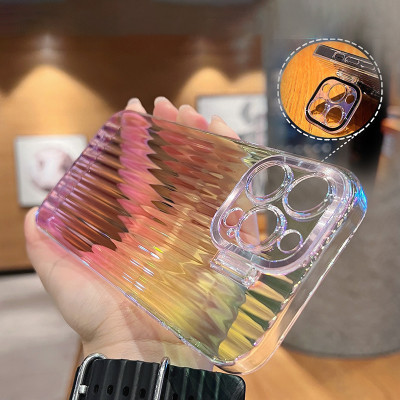 Ốp lưng 3D bảo vệ camera cho iPhone 12 / 12 Pro / 12 Pro Max / 13 / 13 Pro / 13 Pro Max / 14 / 14 Plus / 14 Pro / 14 Pro Max hiệu HOTCASE Laser Aurora - mặt lưng gợn sóng 3D, chống sốc, chống chịu mọi va đập, có khung bảo vệ camera - hàng nhập khẩu