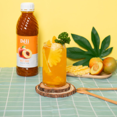 Mứt đào pha chế Déli - chai 1L