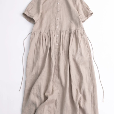 Đầm babydoll chất vải linen cao cấp đầm cổ sơ mi dễ mặc , thoải mái mẫu mới da216