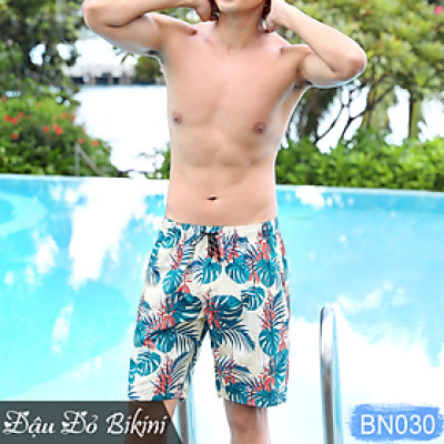 Quần đùi đi biển nam, quần thể thao du lịch hoạ tiết hoa lá trẻ trung, phom rộng rãi thoải mái, chất đẹp dày dặn | BN030