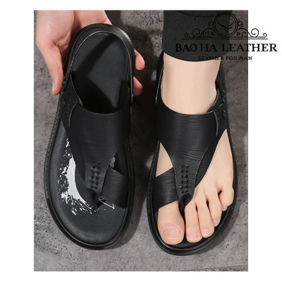 Dép nam xỏ ngón da trơn BHD55216 Dép quai hậu, thoải mái, êm chân, dễ chịu