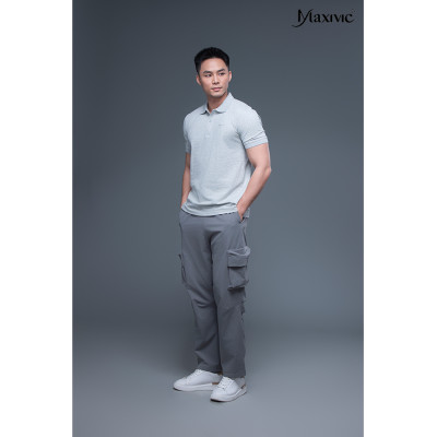 Quần nam kaki xám nhạt túi hộp ống đứng