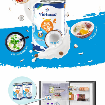 Nước cốt dừa tươi VIETCOCO 160ml, thơm, ngon, béo ngậy, chuẩn chính hãng 100% 