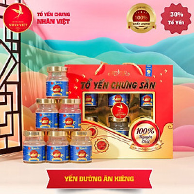[Hộp 6 Lọ] Nước Yến Sào Chưng Đường Kiêng Nhân Việt 30% Yến 70ml/Hũ