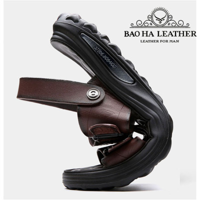 Dép nam quai ngang da dập nổi BHD7100 Dép quai hậu nam