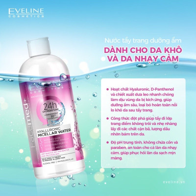Nước tẩy trang dưỡng ẩm FACEMED cho da khô nhạy cảm 400ml