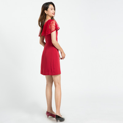 Đầm Tay Ren Hity DRE086 (Đỏ Auburn)